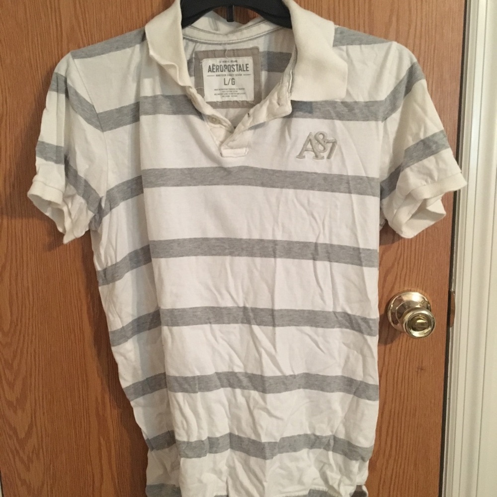 Gray and White Polo Shirt